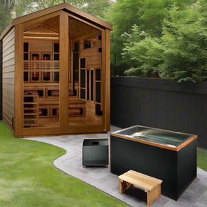 Golden Designs Kaskinen 6-Person Hybrid Outdoor Sauna w/ Full Spectrum Infrared & Harvia Traditional Electric Heater Kit | GDI-8526-01