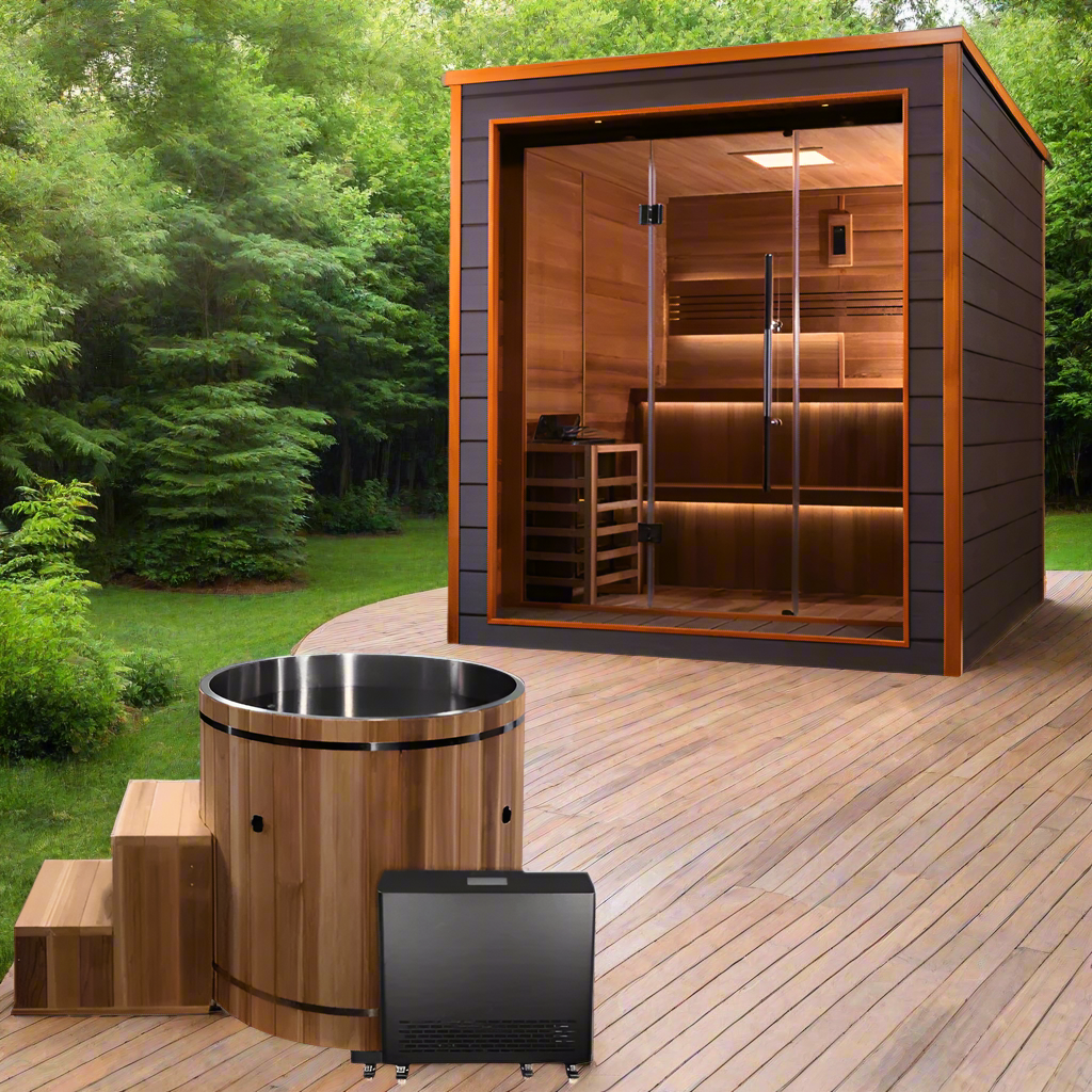 6-Person Bergen Outdoor Traditional Sauna & Cold Plunge Contrast Therapy Kit