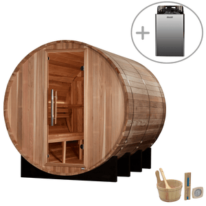 6-Person Klosters Outdoor Barrel Sauna & Cold Plunge Contrast Therapy Kit