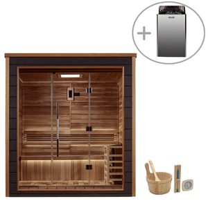 3-Person Drammen Outdoor Traditional Sauna & Cold Plunge Contrast Therapy Kit