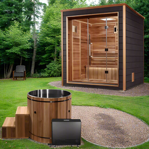 3-Person Drammen Outdoor Traditional Sauna & Cold Plunge Contrast Therapy Kit