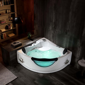 Empava 59 in. Whirlpool LED Corner Bathtub  | EMPV-59JT319LED