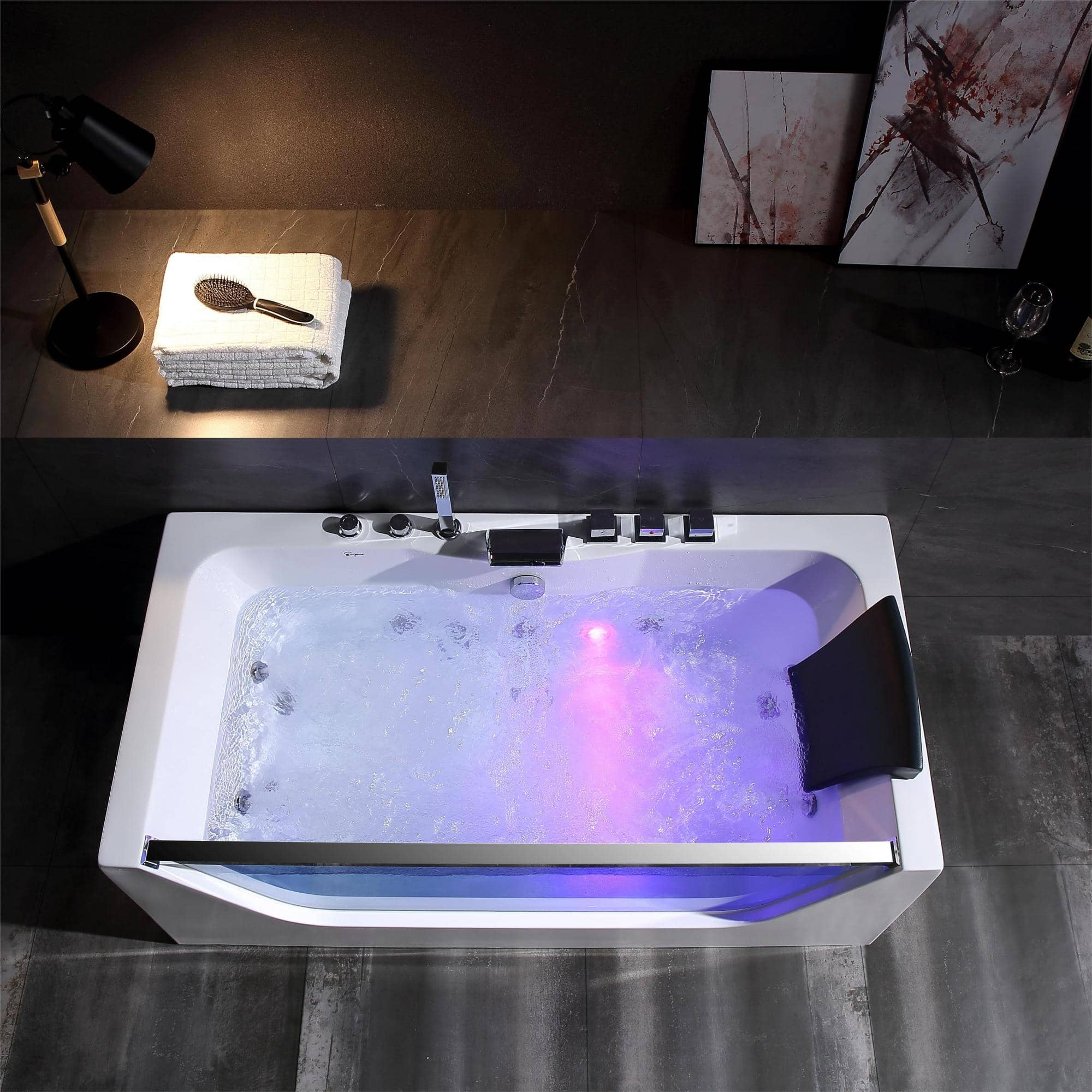 Empava 59 in. Whirlpool Rectangular Bathtub | EMPV-59JT408LED