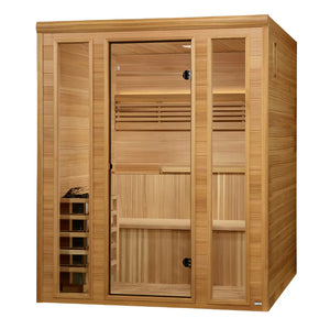 Golden Designs Engelberg 6-Person Indoor Sauna & Harvia Traditional Electric Heater Kit | GDI-7030-01