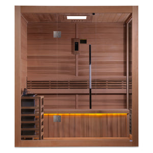 Golden Designs Forssa 3-Person Indoor Sauna & Harvia Traditional Electric Heater Kit | GDI-7203-01