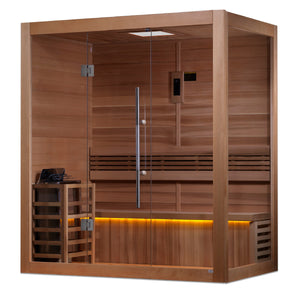 Golden Designs Forssa 3-Person Indoor Sauna & Harvia Traditional Electric Heater Kit | GDI-7203-01