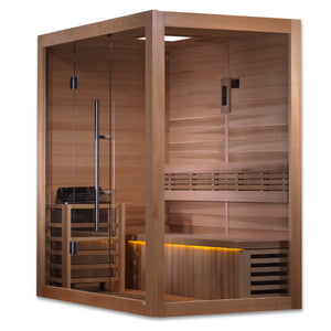 Golden Designs Forssa 3-Person Indoor Sauna & Harvia Traditional Electric Heater Kit | GDI-7203-01