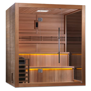 Golden Designs Kuusamo 6-Person Indoor Sauna & Harvia Traditional Electric Heater Kit | GDI-7206-01