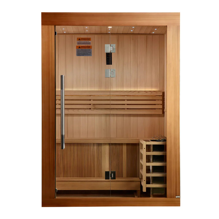 Golden Designs Sundsvall 2-Person Indoor Sauna & Harvia Traditional Electric Heater Kit | GDI-7289-02