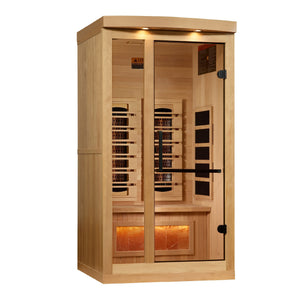 Golden Designs Reserve Edition 1-2 Person Full Spectrum Near Zero EMF FAR Infrared Sauna w/ Himalayan Salt Bar | GDI-8010-03