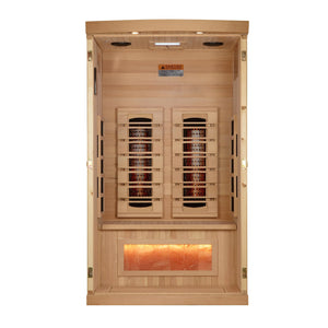 Golden Designs Reserve Edition 1-2 Person Full Spectrum Near Zero EMF FAR Infrared Sauna w/ Himalayan Salt Bar | GDI-8010-03