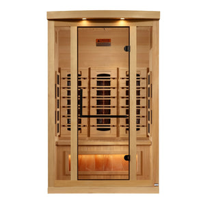 Golden Designs Reserve Edition 2-Person Full Spectrum Near Zero EMF FAR Infrared Sauna w/ Himalayan Salt Bar | GDI-8020-03