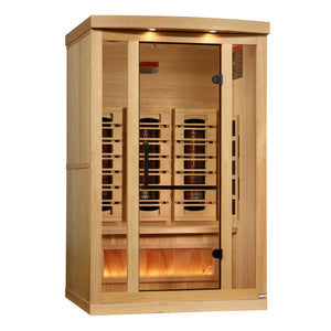 Golden Designs Reserve Edition 2-Person Full Spectrum Near Zero EMF FAR Infrared Sauna w/ Himalayan Salt Bar | GDI-8020-03