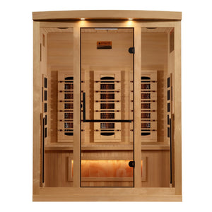 Golden Designs Reserve Edition 3-Person Full Spectrum Near Zero EMF FAR Infrared Sauna w/ Himalayan Salt Bar | GDI-8030-03