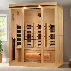 Golden Designs Reserve Edition 3-Person Full Spectrum Near Zero EMF FAR Infrared Sauna w/ Himalayan Salt Bar | GDI-8030-03