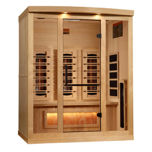 Golden Designs Reserve Edition 3-Person Full Spectrum Near Zero EMF FAR Infrared Sauna w/ Himalayan Salt Bar | GDI-8030-03