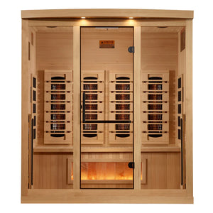 Golden Designs Reserve Edition 4-Person Full Spectrum Near Zero EMF FAR Infrared Sauna w/ Himalayan Salt Bar | GDI-8040-03