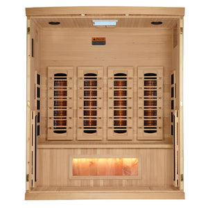 Golden Designs Reserve Edition 4-Person Full Spectrum Near Zero EMF FAR Infrared Sauna w/ Himalayan Salt Bar | GDI-8040-03