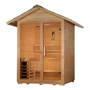 Golden Designs Arlberg 3-Person Outdoor Sauna & Harvia Traditional Electric Heater Kit  | GDI-8103-01