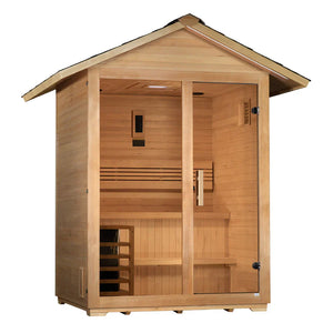 Golden Designs Arlberg 3-Person Outdoor Sauna & Harvia Traditional Electric Heater Kit  | GDI-8103-01