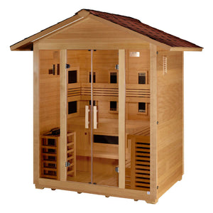 Golden Designs Gargellen 5-Person Hybrid Outdoor Sauna w/ Full Spectrum Infrared & Harvia Traditional Electric Heater Kit | GDI‐8125‐01