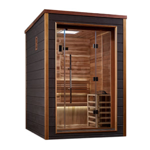 Golden Designs Narvik 2-Person Cedar Outdoor Sauna & Harvia Traditional Electric Heater Kit | GDI-8202-01