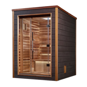 Golden Designs Narvik 2-Person Cedar Outdoor Sauna & Harvia Traditional Electric Heater Kit | GDI-8202-01