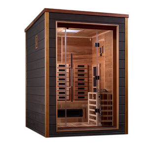 Golden Designs Nora 2-Person Hybrid Outdoor Sauna w/ Full Spectrum Infrared & Harvia Traditional Electric Heater Kit | GDI-8222-01