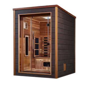 Golden Designs Nora 2-Person Hybrid Outdoor Sauna w/ Full Spectrum Infrared & Harvia Traditional Electric Heater Kit | GDI-8222-01