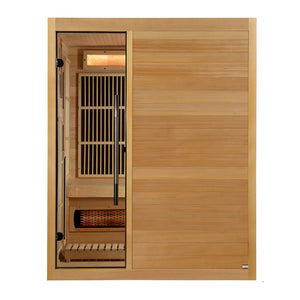 Golden Designs Soria 3-Person Hybrid Indoor Sauna w/ Full Spectrum Infrared & Harvia Traditional Electric Heater Kit | GDI-8330-01