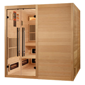 Golden Designs Toledo 6-Person Hybrid Indoor Sauna w/ Full Spectrum Infrared & Harvia Traditional Electric Heater Kit | GDI-8360-01