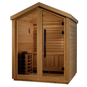 Golden Designs Savonlinna 3-Person Red Cedar Outdoor Sauna & Harvia Traditional Electric Heater Kit | GDI-8503-01