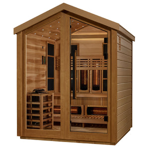 Golden Designs Loviisa 3-Person Hybrid Outdoor Sauna w/ Full Spectrum Infrared & Harvia Traditional Electric Heater Kit | GDI-8523-01