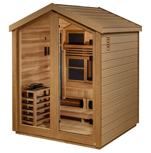 Golden Designs Loviisa 3-Person Hybrid Outdoor Sauna w/ Full Spectrum Infrared & Harvia Traditional Electric Heater Kit | GDI-8523-01