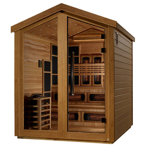 Golden Designs Kaskinen 6-Person Hybrid Outdoor Sauna w/ Full Spectrum Infrared & Harvia Traditional Electric Heater Kit | GDI-8526-01