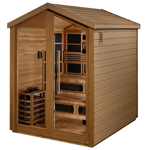 Golden Designs Kaskinen 6-Person Hybrid Outdoor Sauna w/ Full Spectrum Infrared & Harvia Traditional Electric Heater Kit | GDI-8526-01