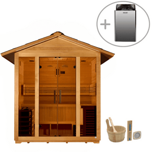 Golden Designs Vorarlberg 5-Person Outdoor Sauna & Harvia Traditional Electric Heater Kit | GDI-8105-01