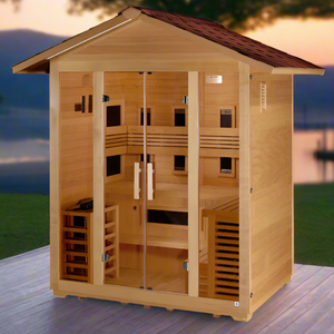 Golden Designs Gargellen 5-Person Hybrid Outdoor Sauna w/ Full Spectrum Infrared & Harvia Traditional Electric Heater Kit | GDI‐8125‐01