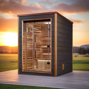 Golden Designs Narvik 2-Person Cedar Outdoor Sauna & Harvia Traditional Electric Heater Kit | GDI-8202-01