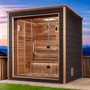 Golden Designs Drammen 3-Person Cedar Outdoor Sauna & Harvia Traditional Electric Heater Kit | GDI-8203-01