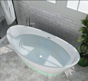 Empava 59 in. Freestanding Soaking Bathtub with LED | EMPV-59FT1518LED