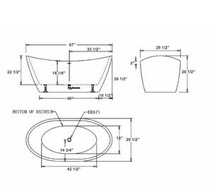 Empava 67 in. Freestanding Soaking Bathtub | EMPV-67FT1518